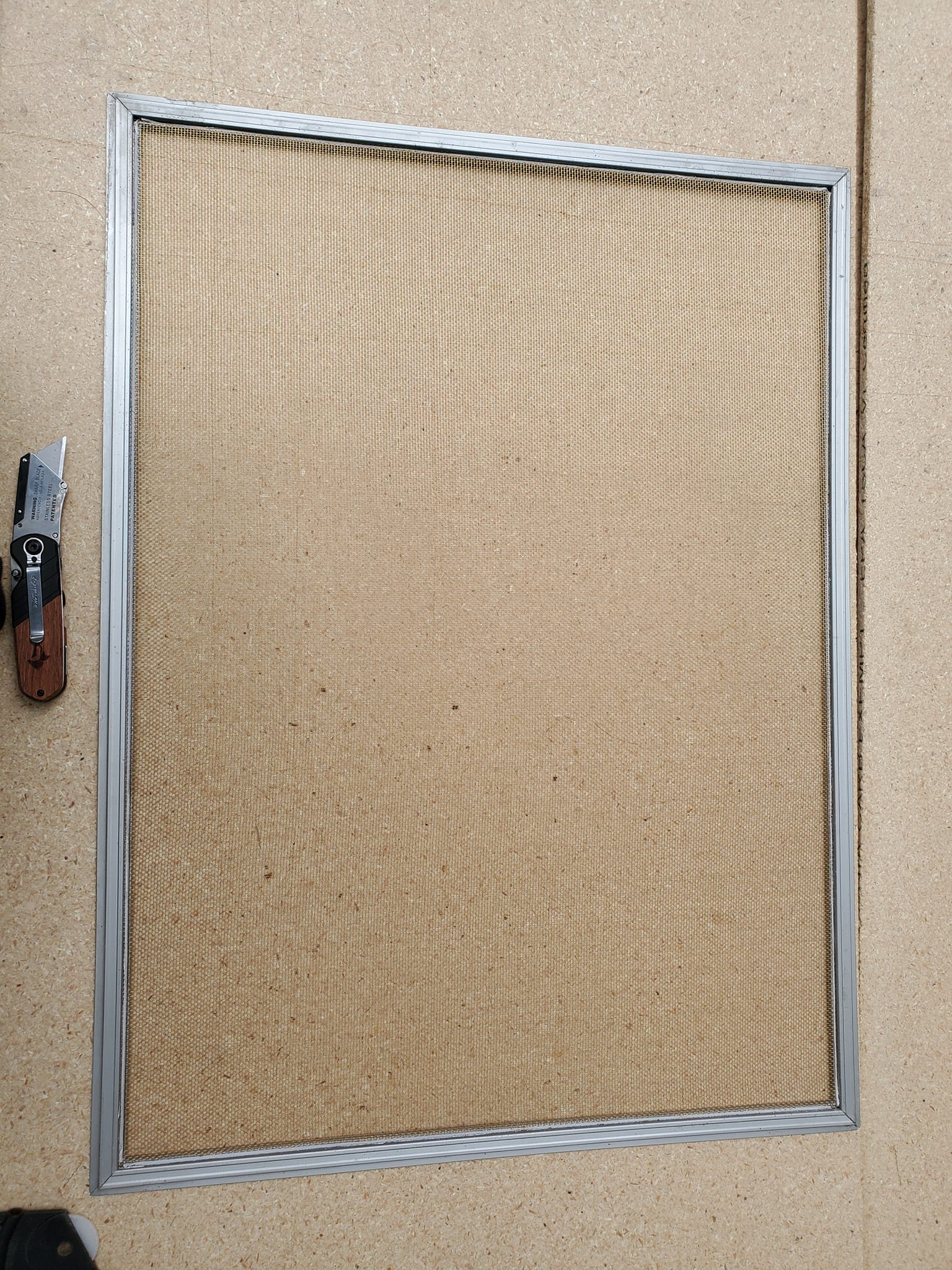 Window screen frame — new mesh installed