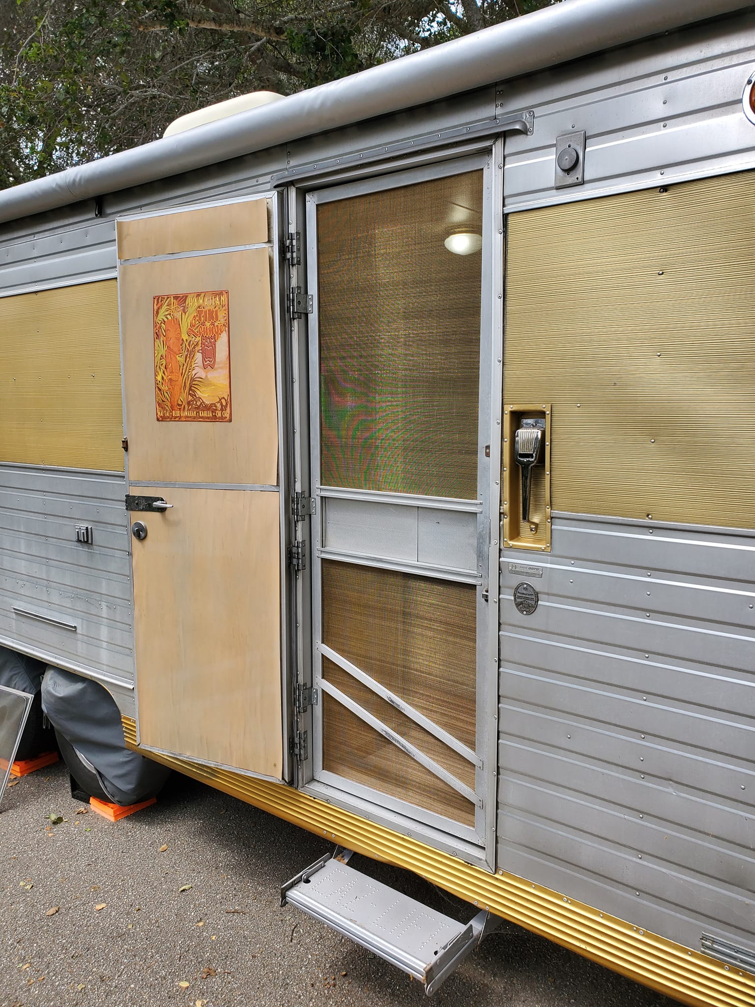 RV entry door screen — after installation