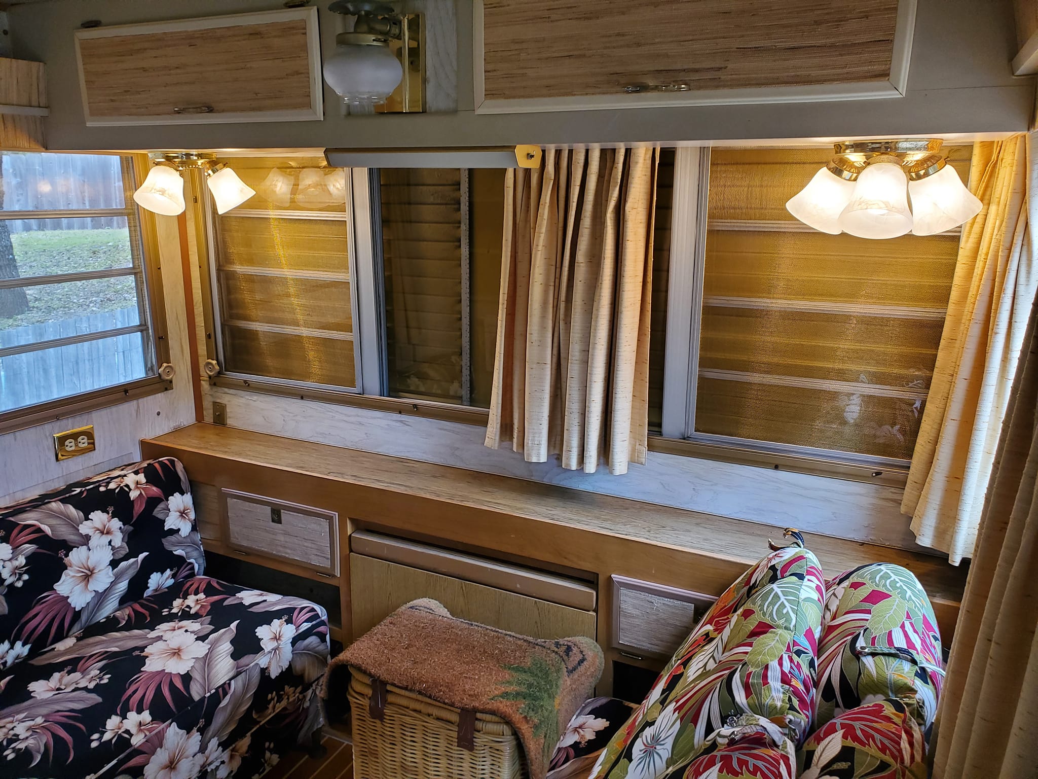 RV interior windows with newly installed screens